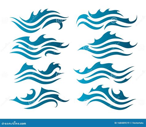 River Water Waves Silhouettes Stock Vector Illustration Of Flowing