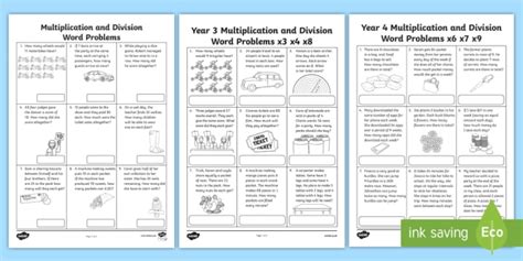 Question 2 a hamburger costs 3 dollars. Multiplication and Division Word Problems Resource Pack