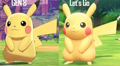 Heres A Comparison Of Pikachu In Pokemon Swordshield And Pokemon Let