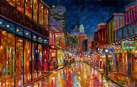Contemporary Artists of Texas: New Orleans Bourbon Street Cityscape