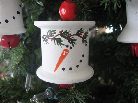 Wooden Spool Snowman Ornament 3 Etsy