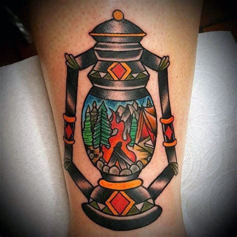 Tent lit up in this dusky nature scene by jesse rix, an artist based in keene, new hampshire, usa. 60 Camping Tattoos For Men - Wilderness Design Ideas