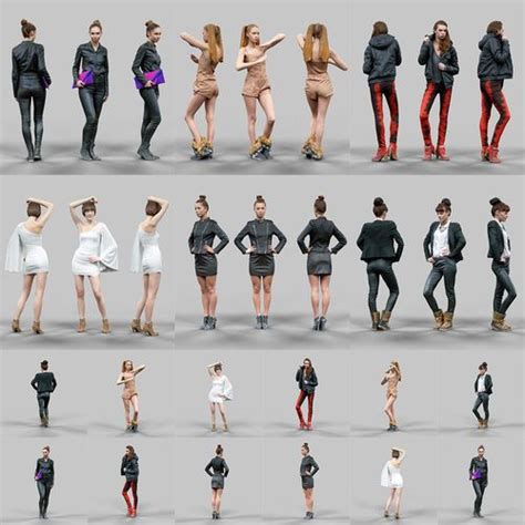 98 Realistic Human Models 3d Model Low Poly Fbx 12 Female Action