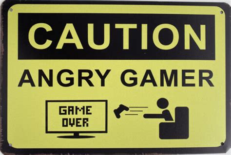 Caution Angry Gamer Metalen Bordjes