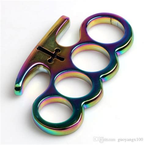 2021 New Revolver Rainbow Titanium Brass Knuckle Dusters From