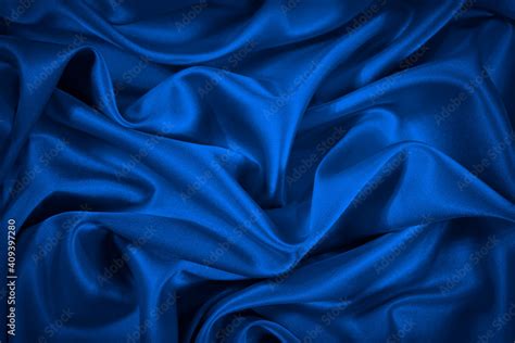 Deep Blue Silk Satin Fabric Elegant Abstract Background Liquid Wave