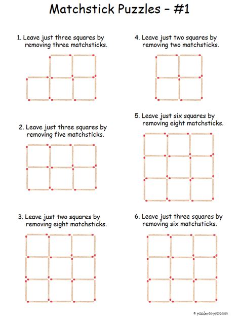 Easy Matchstick Puzzles | Printable brain teasers, Brain ...