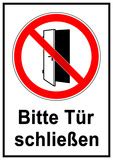 Symbol pictures and text icons. "ws2 WarnSign - Schild - Bitte Türe schliessen - A2 A3 A4 ...