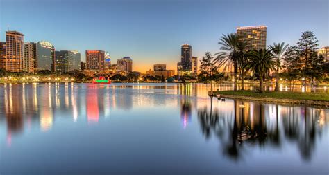 Panorama Photography Of Building By The Sea Lake Eola Hd Wallpaper