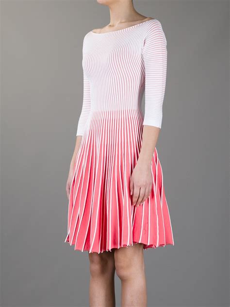 Lyst - Emporio Armani Striped Pleated Dress in Pink
