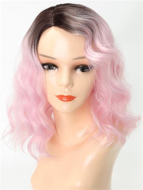 Medium Side Parting Ombre Wavy Cosplay Party Synthetic Wig Synthetic
