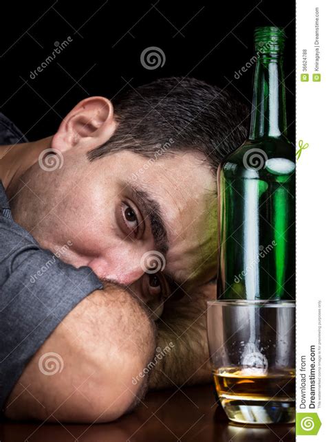 Drunk And Depressed Man Drinking Alone Stock Photo Image Of Despair