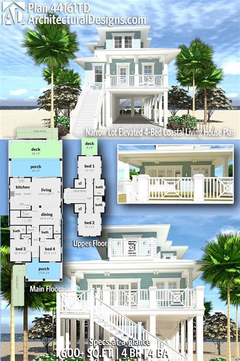 Two Story House Plans With Multiple Levels And Balconies On The Second