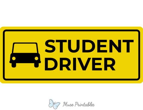 Printable Student Driver Sign
