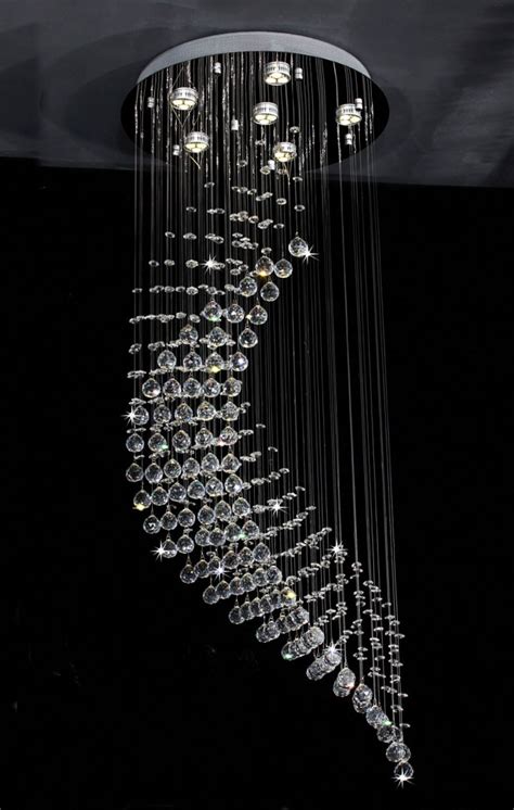Modern Wave Crystal Pendant Lamp Led Lighting Rain Drop Chandelier In