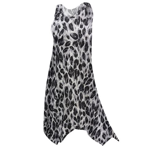 Plus Size Artic Leopard Cotton Sharktail Hem Swimsuit Cover Up Or Dress