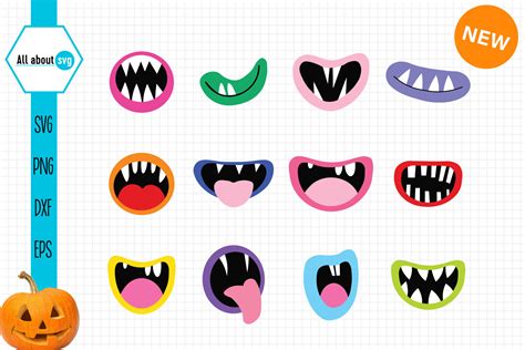 Halloween Mouth Bundle Halloween Face Mask Bundle By All About Svg