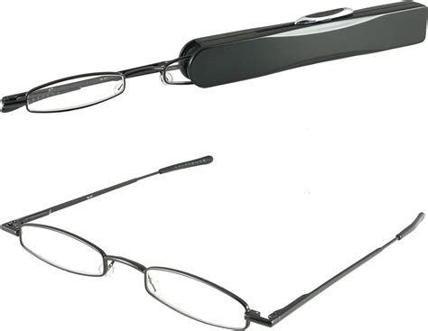 I Mag Mini Slim Metal Spring Hinge Reading Glasses With Slide Open Hard Case 1 50 Black