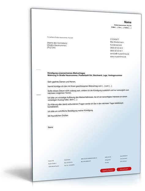 Die korrekte verfassung des kündigungsschreibens ist für die schnellstmögliche und wirksame beendigung des mietverhältnisses von entscheidender bedeutung. kündigung wohnung vorlage kaution - Kündigung Vorlage ...