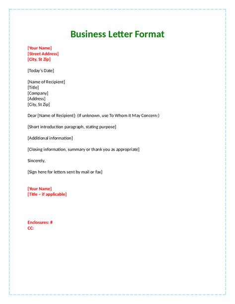 business letter format  attention  official part