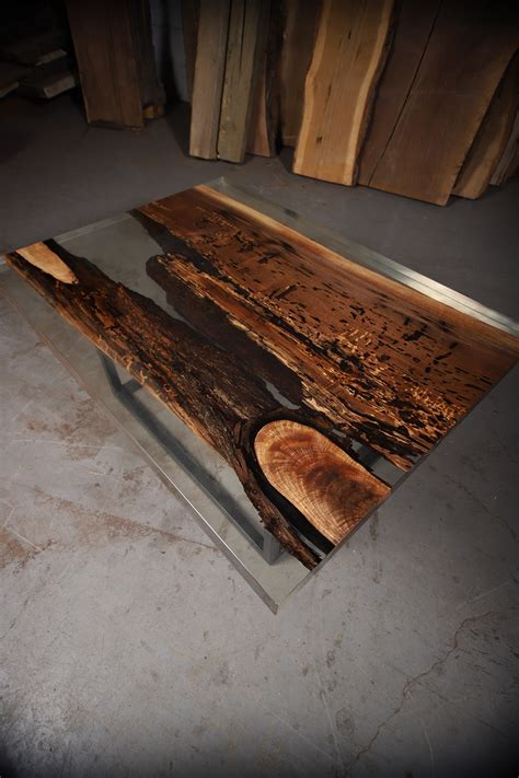 Walnut Epoxy Coffee Table with Black Box Frame - Anglewood ...