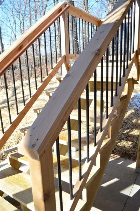 Aluminum hand railing for stairs or porch. deck rail-cedar w/ aluminum spindles | Exterior stairs ...