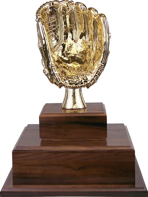 Gold Baseball Glove Twin Tier Perpetual Trophy Trophy Depot