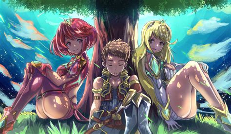 Pyra Mythra And Rex Xenoblade Chronicles And 1 More Drawn By