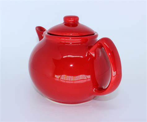 Bule Chá Em Cerâmica Pintado à Mão Cozinha Cor Vermelha Elo7