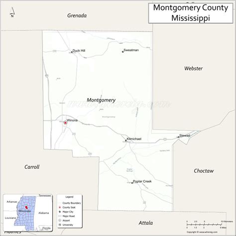 Map Of Montgomery County Mississippi Showing Cities Highways