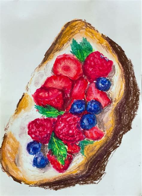 Berry And Cream Cheese Oil Pastel Drawings Easy Oil Pastel Art