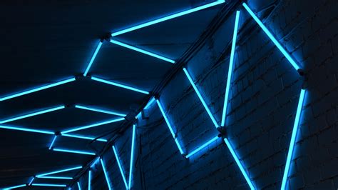 Neon Blue Lights Wall 4k 5k Hd Neon Wallpapers Hd Wallpapers Id 85831
