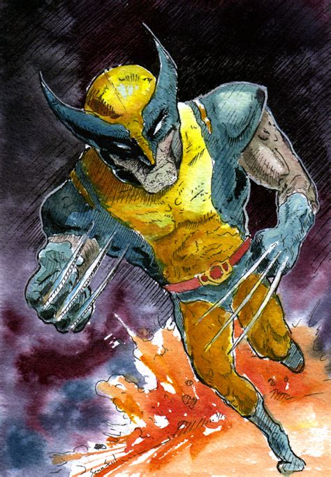 Wolverine Watercolor By Sean Seal