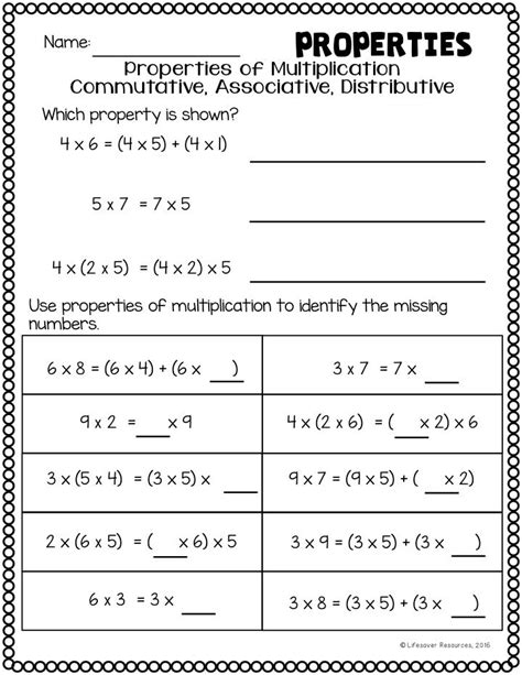 Properties Of Multiplication Worksheet 5th Grade