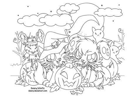 Halloween Lineart For Coloring By Daieny On Deviantart