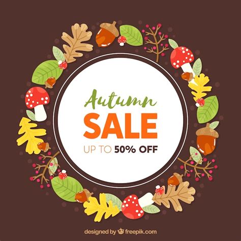 Free Vector Autumn Sale Background With Colorful Leaves