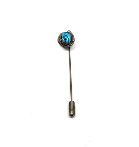 Vintage Navajo Sterling Silver Turquoise Stick Hat Pin Etsy
