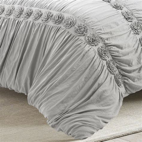 Darla Comforter Light Gray 3pc Set Fullqueen Rustic Tuesday