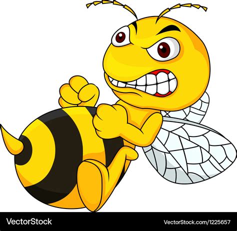 Angry Bee Cartoon Royalty Free Vector Image Vectorstock