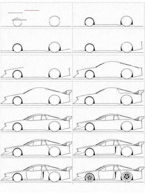 How To Draw A Cartoon Car Step By Step Tutorial In 2020 Car Drawing