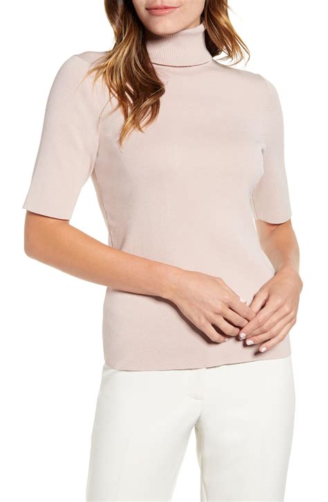 Anne Klein Short Sleeve Turtleneck Sweater In White Lyst