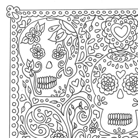 Day Of The Dead Sugar Skulls Printable Adult Coloring Page Etsy