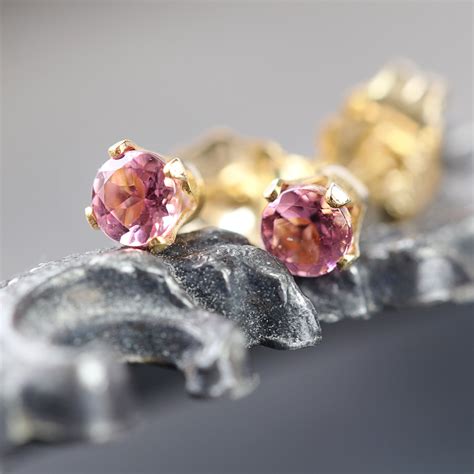 Pink Tourmaline Earrings Pink Gemstone Studs