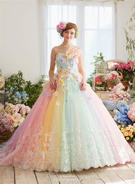 How Pretty Is This Pastel Rainbow Gown From Nicole Collection Featuring