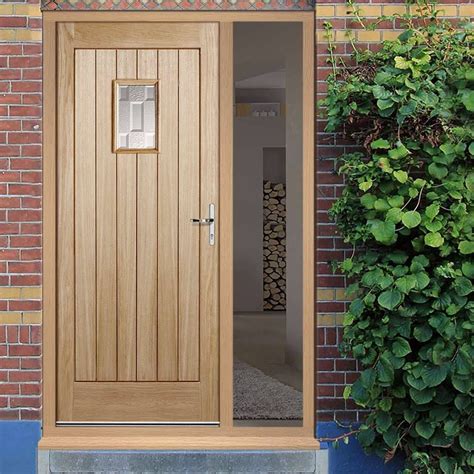 The Suffolk External Oak Door And Frame Kit Part Frosted Double