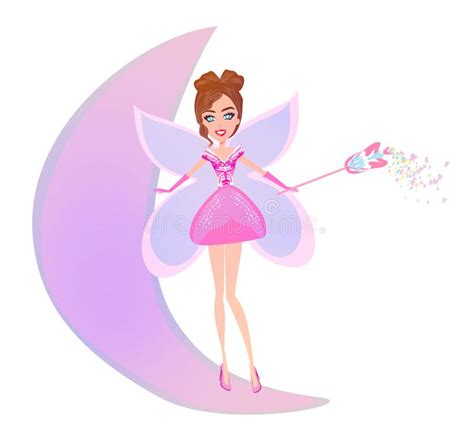 Beautiful Fairy With Magic Wand Isolated Illustration Stock Vector