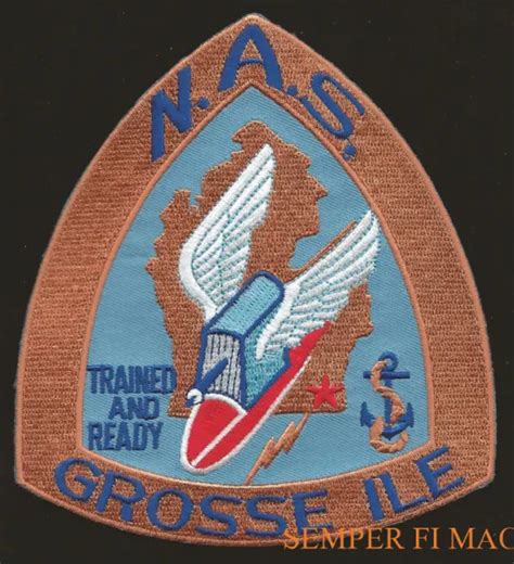 NAS GROSSE ILE Patch Uss Us Navy Marines Pin Up Us Naval Air Station