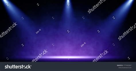 Stage Lights Spotlights Illuminating Empty Stage Stock Photo 1777432367