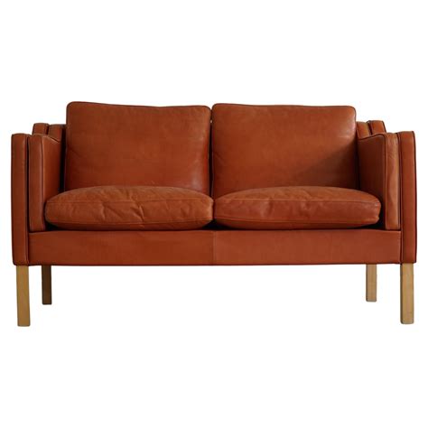 Mid Century Danish Three Seater Sofa In Cognac Coloured Leather 1970s