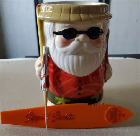 Jeff Beachbum Berry Sippin Santa Claus Surfing Safari Ceramic Tiki Mug